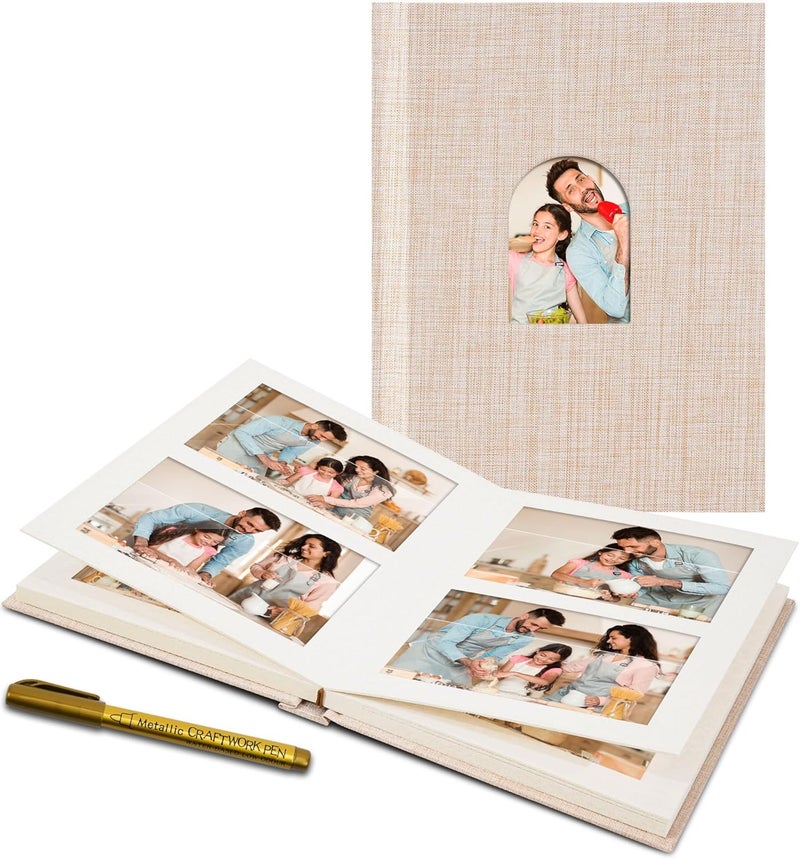 Remowith Premium Small Photo Album 4x6 with 60 Pockets, Linen Cover Memory Book with Writing Space Ideal for Wedding Photo Albums, Baby Books, and Travel Journals, Pink - Image 1